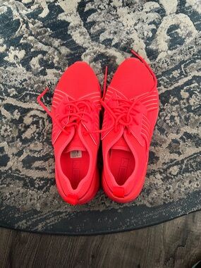 Puma Women's Bright Red Knit Lace-Up Sneakers